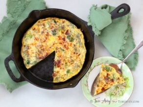 Broccoli Cheddar Frittata with Smoked Paprika - Delicious Vegetarian Entree for Breakfast, Brunch or Dinner