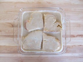 Soaking challah for french toast.