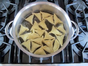 Kreplach in boiling water.