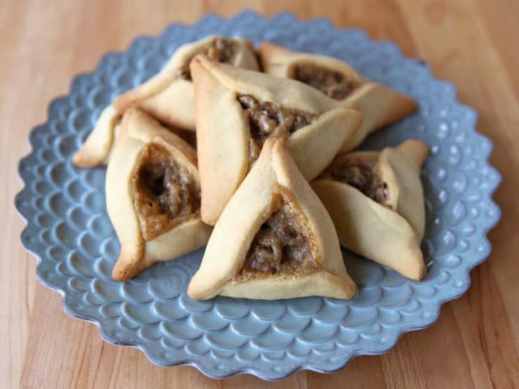 Rabbi Olitzky's Chocolate Cream Cheese Hamantaschen - Hamantaschen with chocolate cream cheese filling from a rabbi's family recipe. Kosher, Dairy, pareve dough.