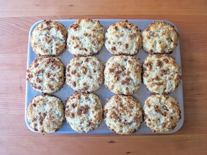 Baked cupcakes in a muffin tin.