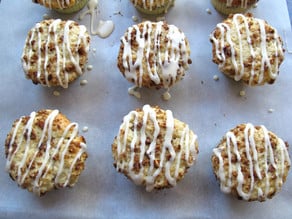 Coffee Cake Cupcakes with icing.