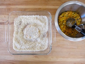 panko breadcrumbs in a shallow dish.