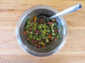 aTomato relish in a mixing bowl.