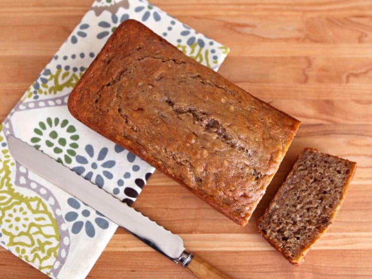 Greek Yogurt Banana Nut Bread - Simple, moist, delicious quick bread with Greek Yogurt & applesauce to cut calories but not taste.