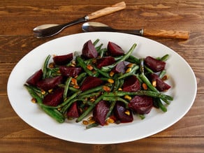 Green Bean Beet and Pistachio Salad - Flavorful and Festive Vegan Side Dish Recipe