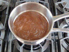 Chocolate melting in a double boiler.