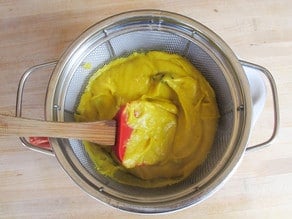 Custard straining.