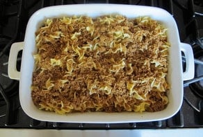 Eggnog Gingerbread Kugel - Jewish Noodle Casserole Made with Eggnog, Holiday Spices and a Gingersnap Crumble Topping from ToriAvey.com