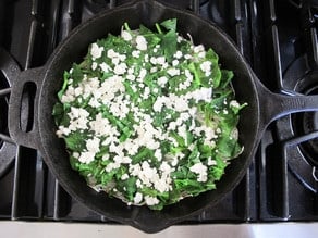 Potato Crusted Spinach Frittata - Gluten free vegetarian frittata with spinach, crumbled goat cheese and a crispy potato crust