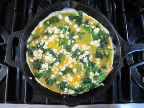 Potato Crusted Spinach Frittata - Gluten free vegetarian frittata with spinach, crumbled goat cheese and a crispy potato crust