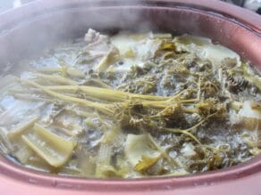 Slow cooker chicken stock after simmering 5 hours on high.