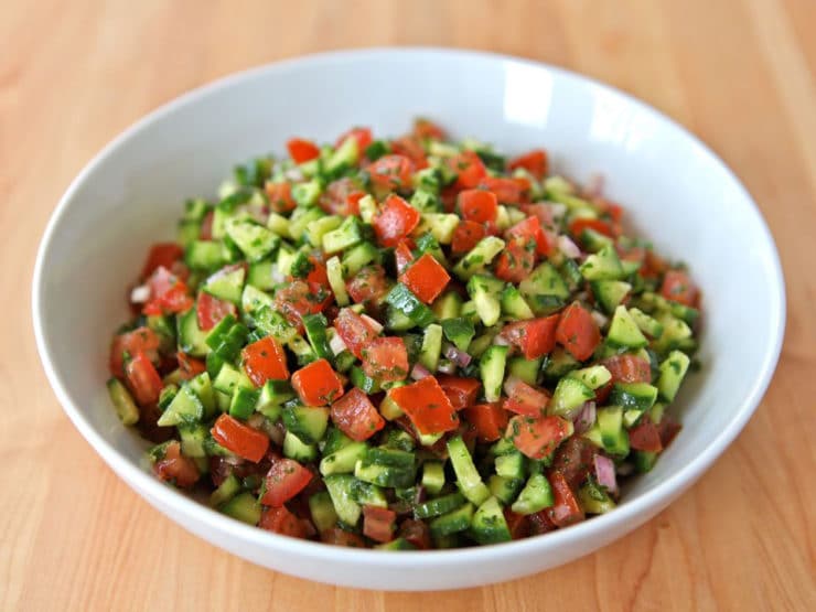 Israeli Salad in a bowl.