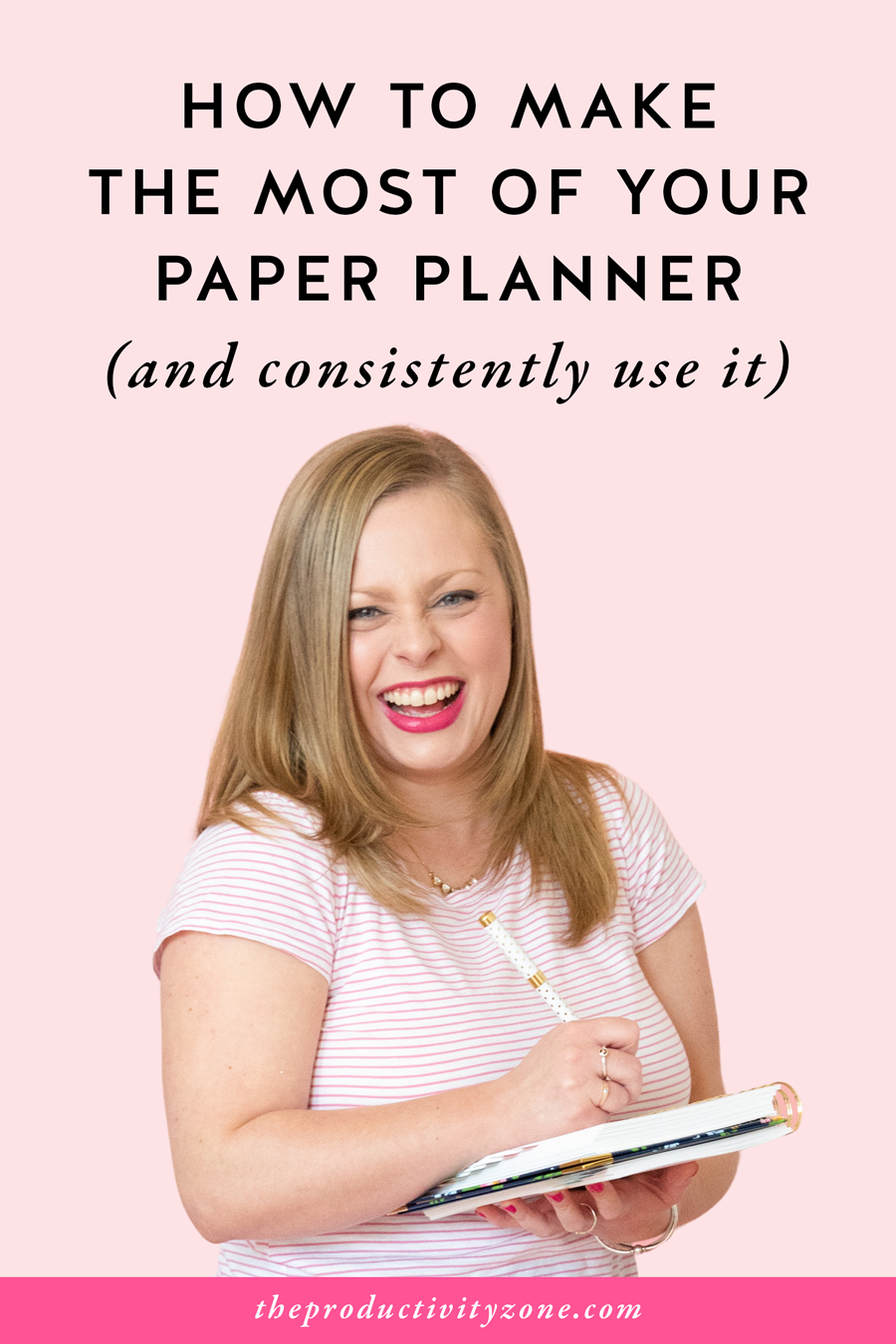 Alexandra of The Productivity Zone writing in her paper planner