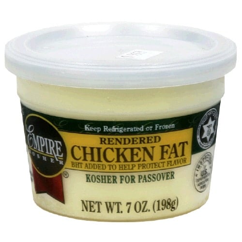 Kosher rendered chicken fat - schmaltz.