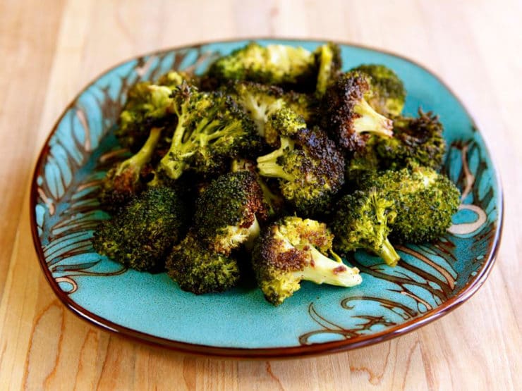 Close up shot of Roasted Broccoli served on a plate