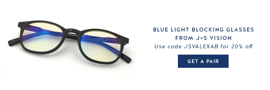 Blue light blocking glasses can help those of us who sit at a desk all day with tension headaches, eye tiredness, and eye strain. Get a pair from J+S Vision today!! (I LOVE mine!!)