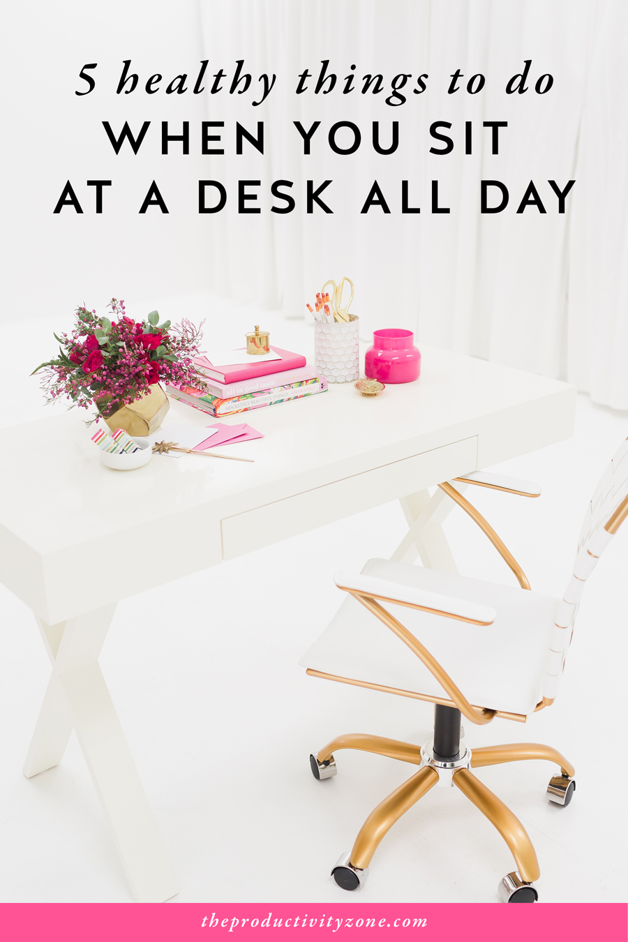 Small, healthy changes can and will better your female entrepreneur lifestyle if you practice them consistently for a long period of time. Over on The Productivity Zone, I suggest 5 healthy things you can do when you sit at a desk all day (and not one of them involves kale)!!