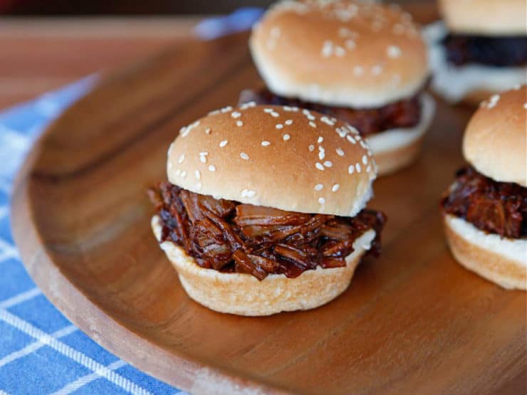 A Horizontal image of Barbecue Brisket Sliders