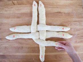 How to fold challah in a circle.