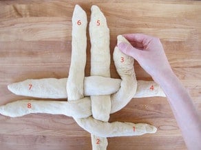 How to fold challah in a circle.