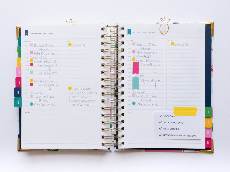 Daily Simplified Planner open to show how to use planner accessories