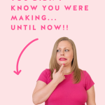 A blush pink background features the headline "Asana Mistakes You Didn't Know You Were Making... Until Now!!" in hot pink letters. There is also an arrow pointing down and a picture of Alexandra of The Productivity Zone making an oh no cringe face.