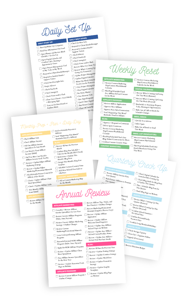 Fresh Start Systems checklists colorful page mockup.