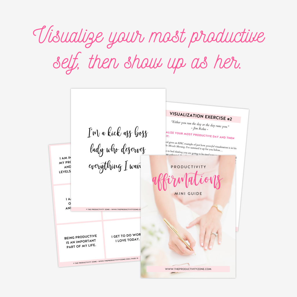 Page mockup of the Productivity Affirmations Mini Guide
