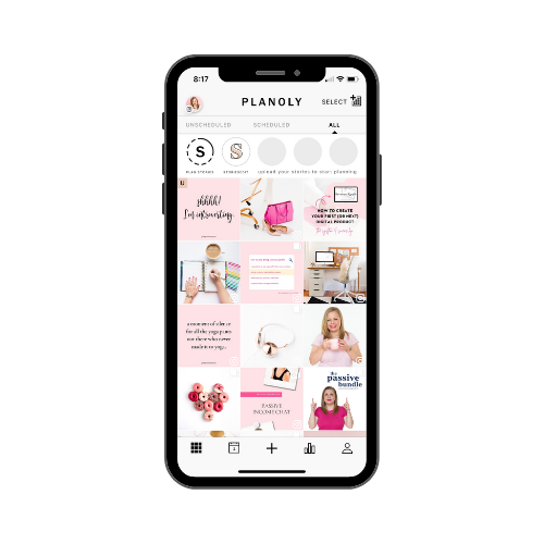 Instagram planner Planoly on iPhone mockup