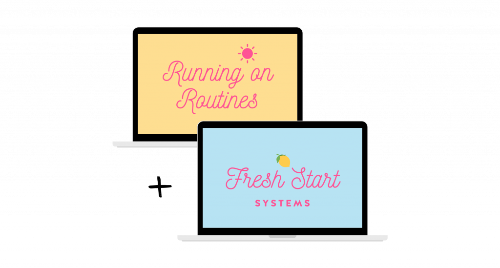 Running on Routines and Fresh Start Systems logos displayed on laptops mockup.