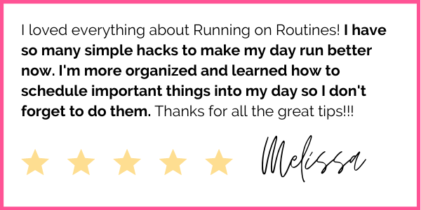 5-Star Running on Routines Testimonial from Melissa