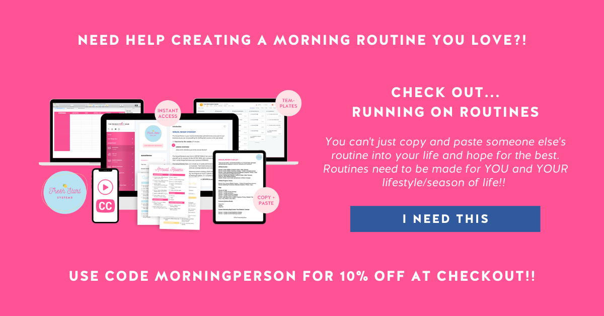 Running on Routines course mockup and course details on a hot pink background