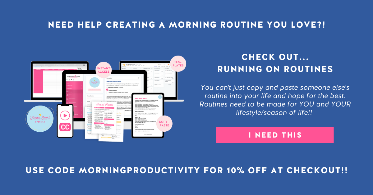 Running on Routines course mockup and course details on a navy blue background
