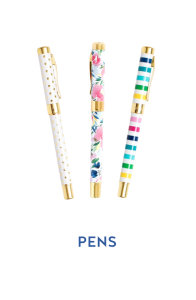 Gold Dot, Happy Floral, and Happy Stripe Pens