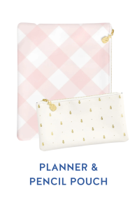 Blush Magnolia Planner Pouch & Ivory Pineapple Pencil Pouch