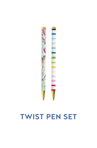 Blush Magnolia & Happy Stripe Twist Pen Set