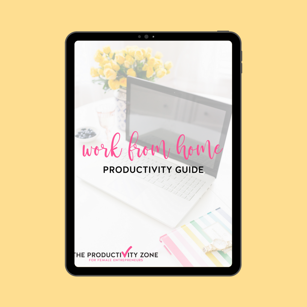 Digital device mockup showing the Work From Home Productivity Guide eBook