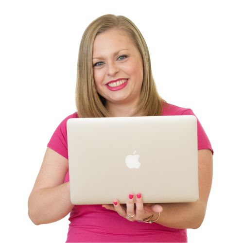 Alexandra of The Productivity Zone holding an Apple laptop