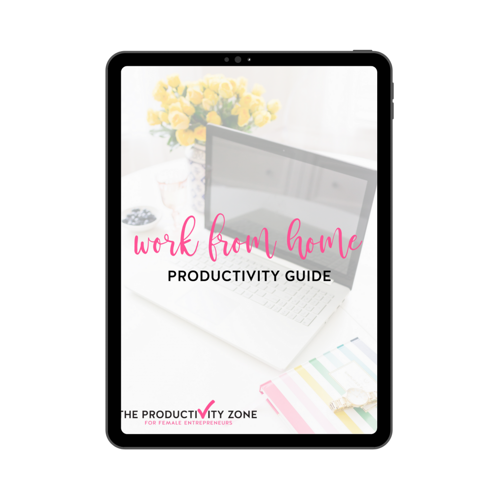 The Work From Home Productivity Guide cover displayed on an iPad mockup.